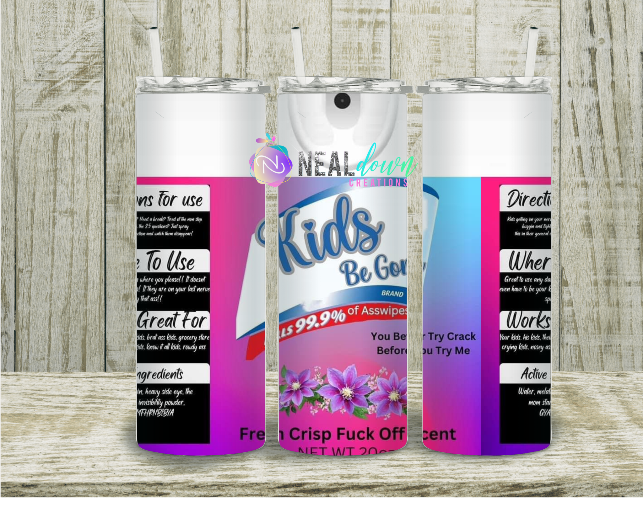 Pink Purple KIDS Be Gone Tumbler