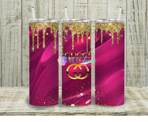 Pink Guchi Glitter Tumbler 