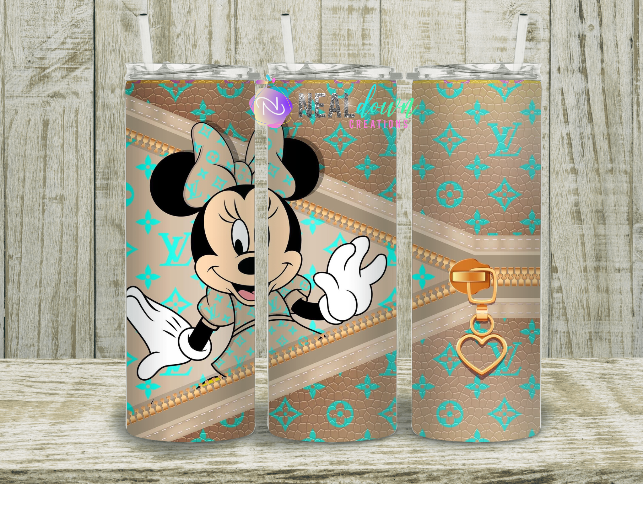 Tan and Teal LoVe Tumbler